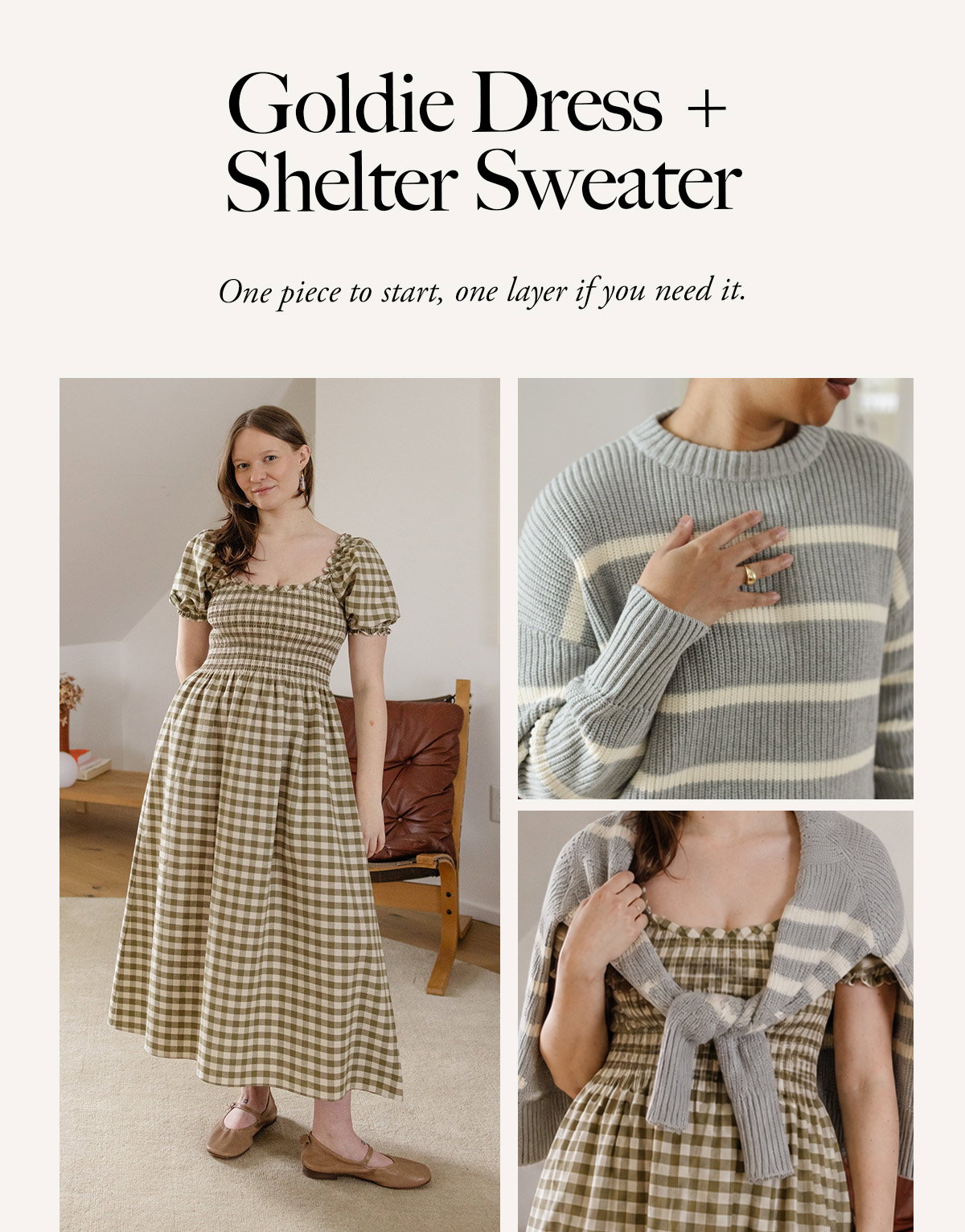 Goldie Dress + Shelter Sweater