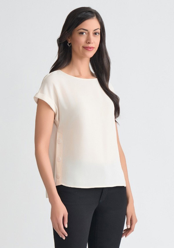 Button Detail Blouse, Jasper Crepe