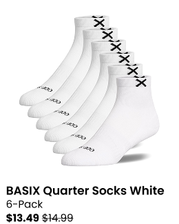 Basix Quarter Socks 6-Pack