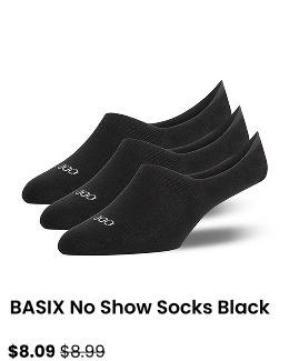 Basix No Show Socks 3-Pack
