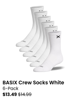 Basix Crew Socks 6 Pack