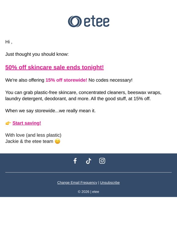 ⏰ 50% Off Skincare...