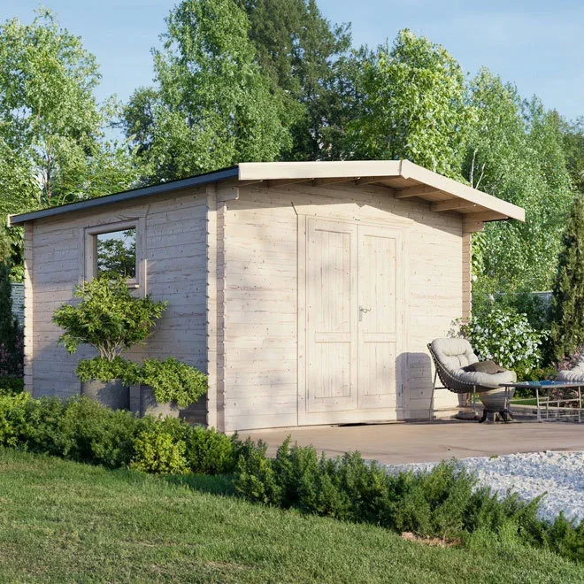 Powersheds Chalet Workshop Log Cabin 14ft x 14ft (Doors Central) 28mm Log Thickness