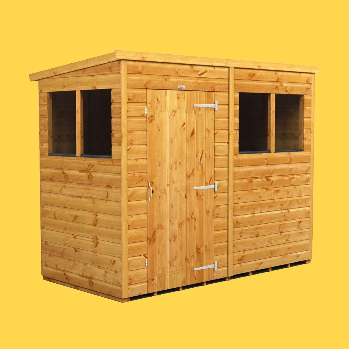Powersheds Pent Roof Single Door Garden Shed 8ft x 4ft - Golden Brown
