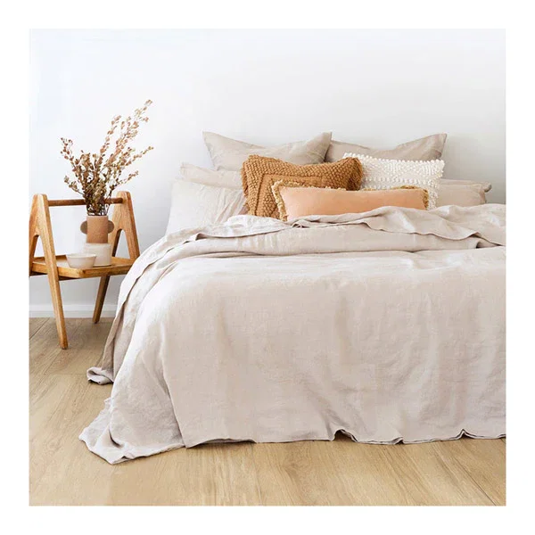 Bambury Linen Quilt Cover Set Pebble Double
