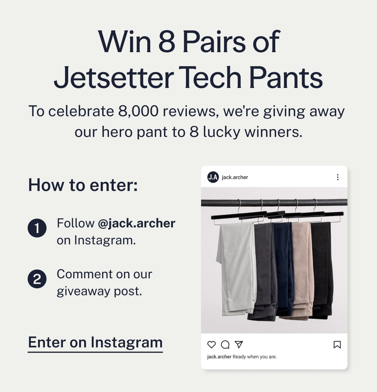 Win 8 Pairs of Jetsetter Tech Pants