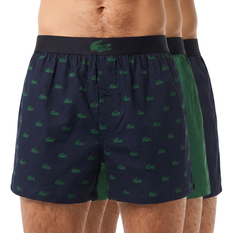 Image of Lacoste 3-er Set Boxershorts Grün und Dunkelblau mit Motiv