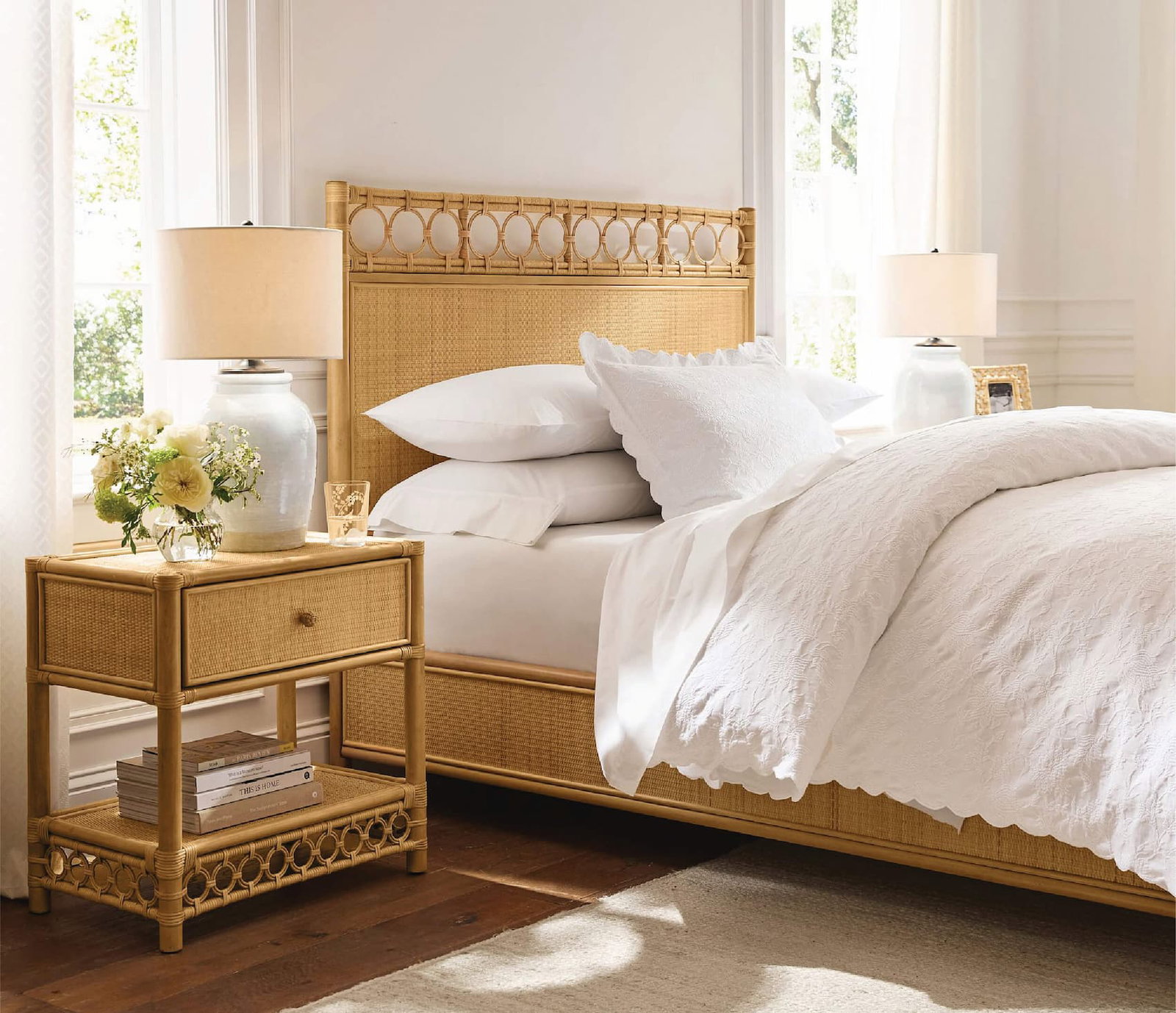 Monique Lhuillier & Pottery Barn New Furniture Collection: Bed and Nightstand shown