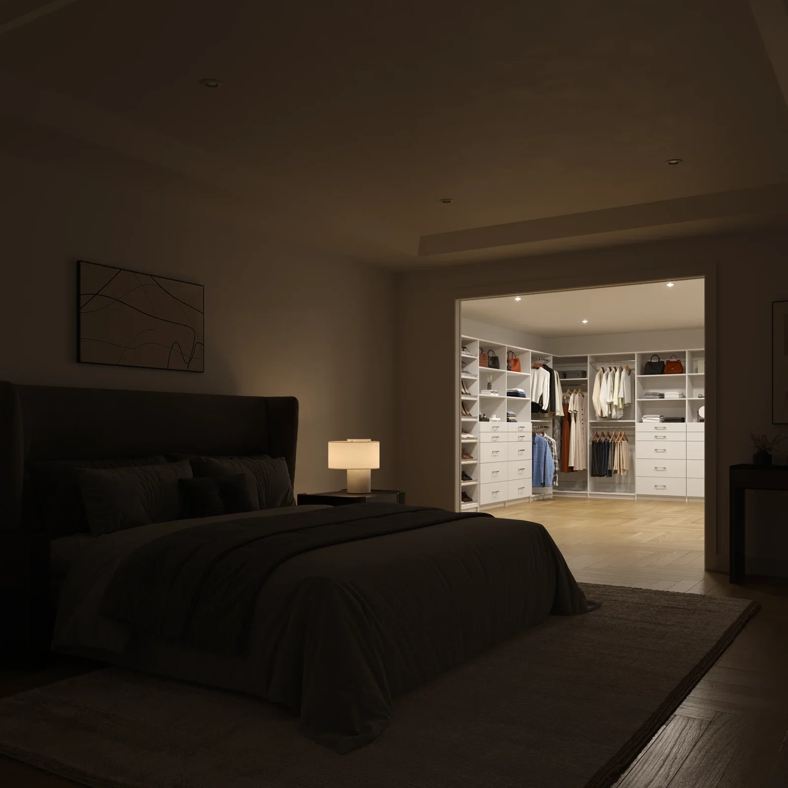 dark room lit closet