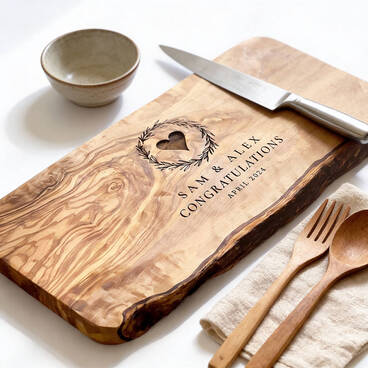 Personalised Olive Wood Wedding Gift Chopping Board