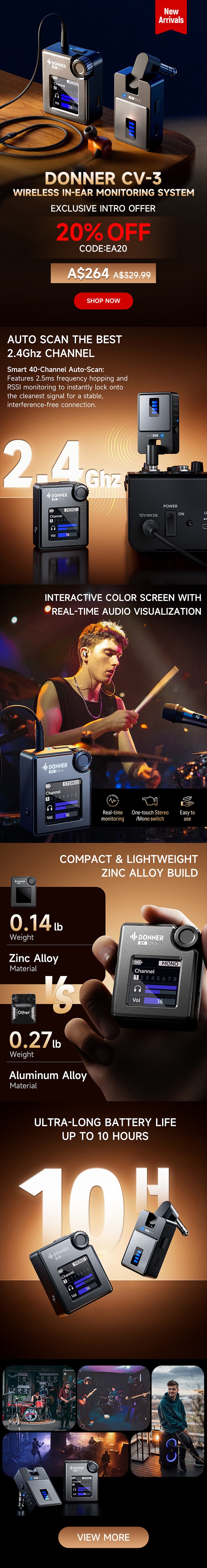 Donner CV-3 Wireless In-Ear Monitoring System