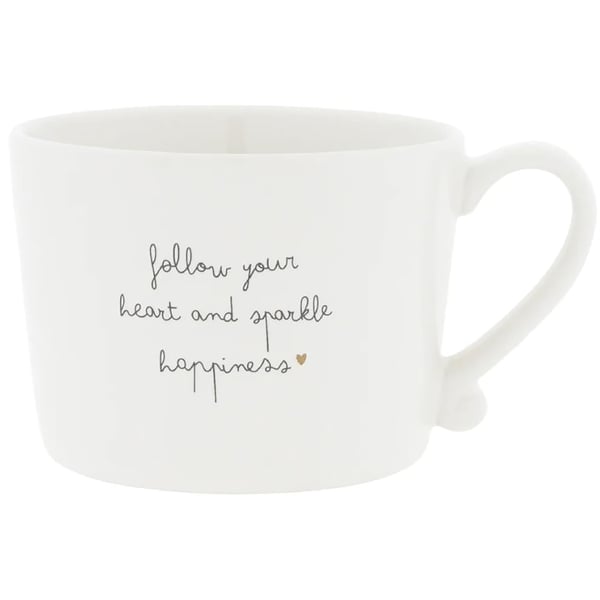 Cup White/Follow your heart 10x8x7cm Wit