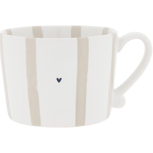 Cup White/Large Stripes Natural 10x8x7cm Bruin
