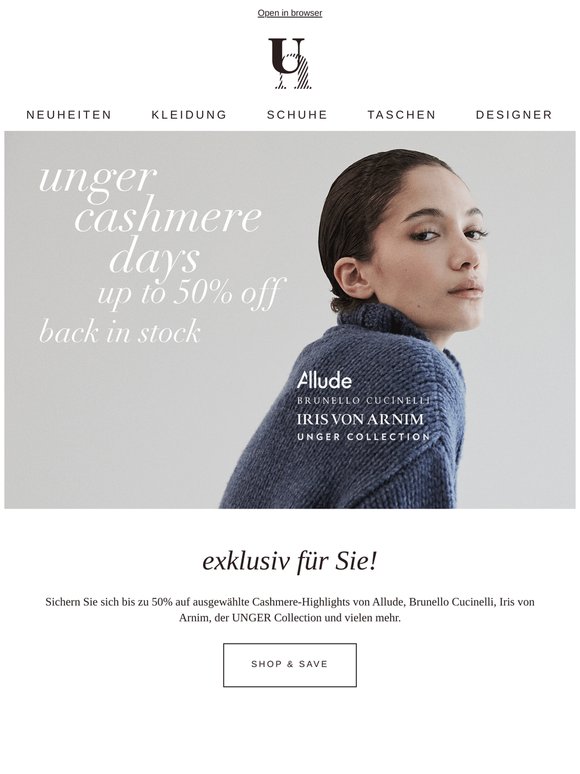 🧶 FURTHER ADDITIONS | BIS ZU 50% OFF – UNGER CASHMERE DAYS