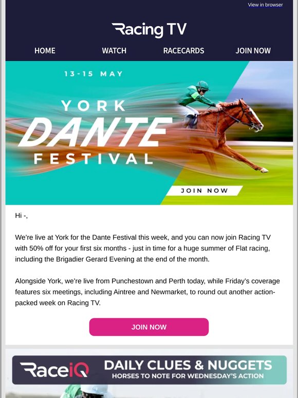 Watch York's Dante Festival for half price, —! 🏇