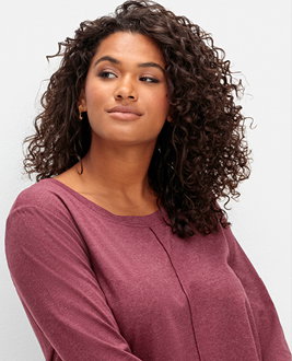 Bordeauxmelierstes Langarmshirt mit Verlinkung in alle Langarmshirts