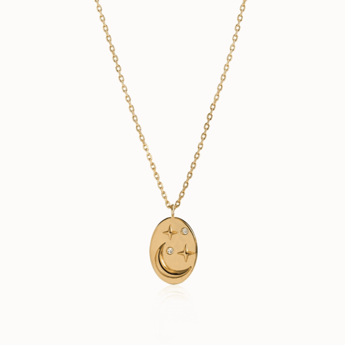 Seek   Find How Brightly You Shine Gold Oval Necklace