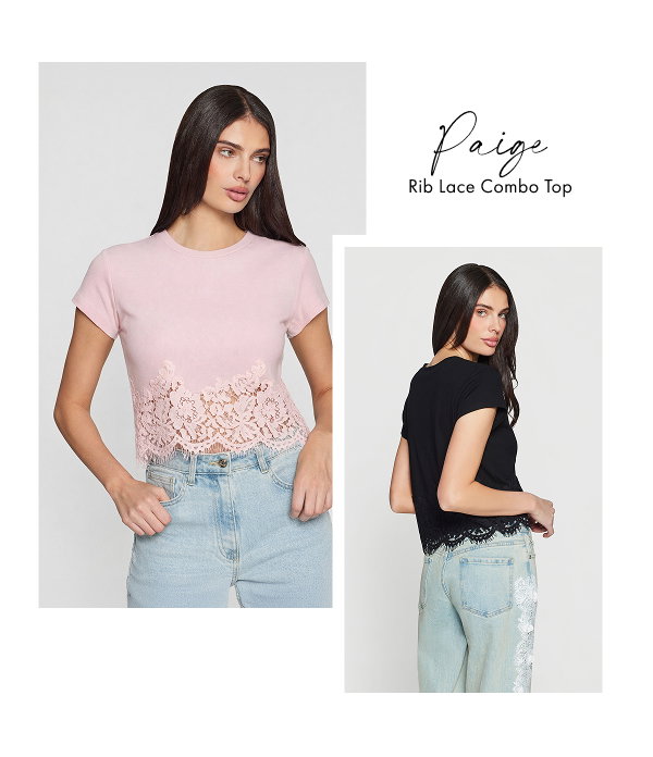 Paige Rib Lace Combo Top >> Shop Now