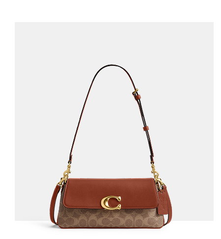 Jet Shoulder Bag In Signature Canvas Brass/Tan Caramel