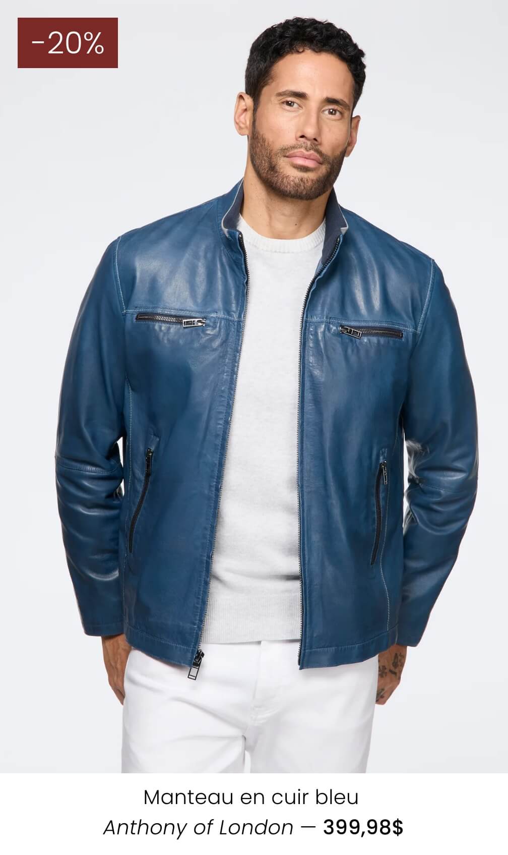Manteau en cuir bleu