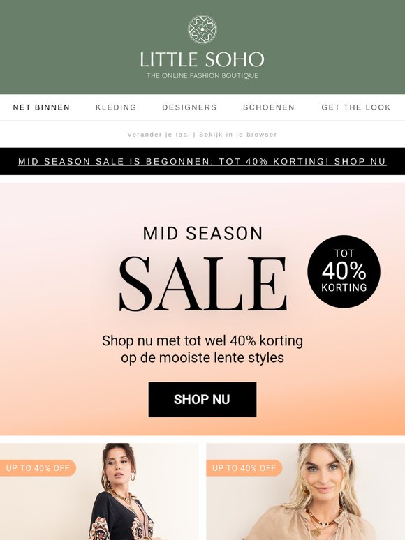 Mid season sale: tot 40% korting 💛