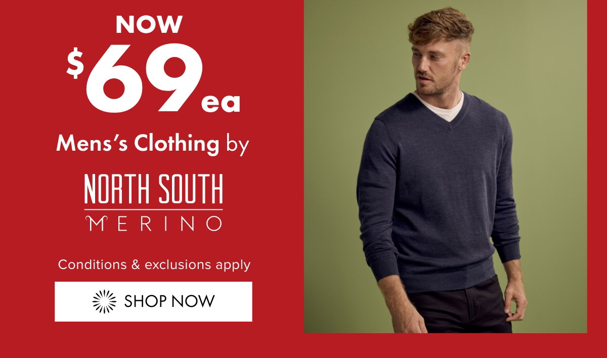 NOW $69ea Men's Clothing by North South Merino