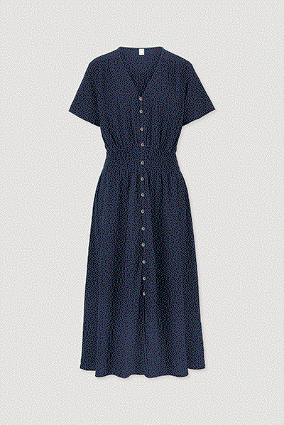 Musselin Kleid mit Taillierung Midi aus reiner Bio-Baumwolle