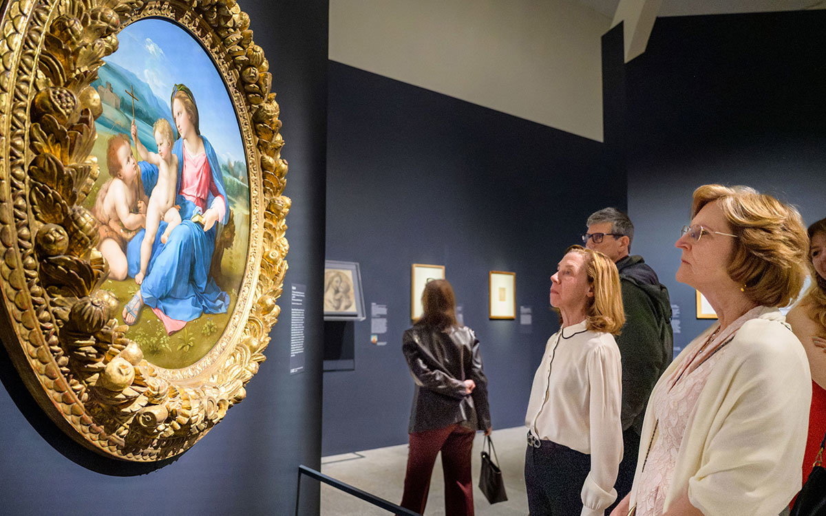 Visitor viewing the Raphael: Sublime Poetry exhibition in gallery