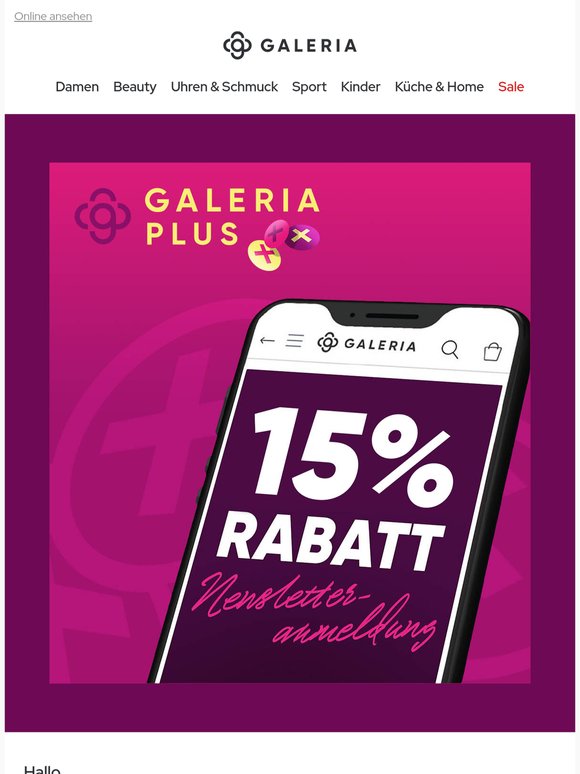 Mehr Vorteile für dich: Jetzt zu GALERIA PLUS wechseln