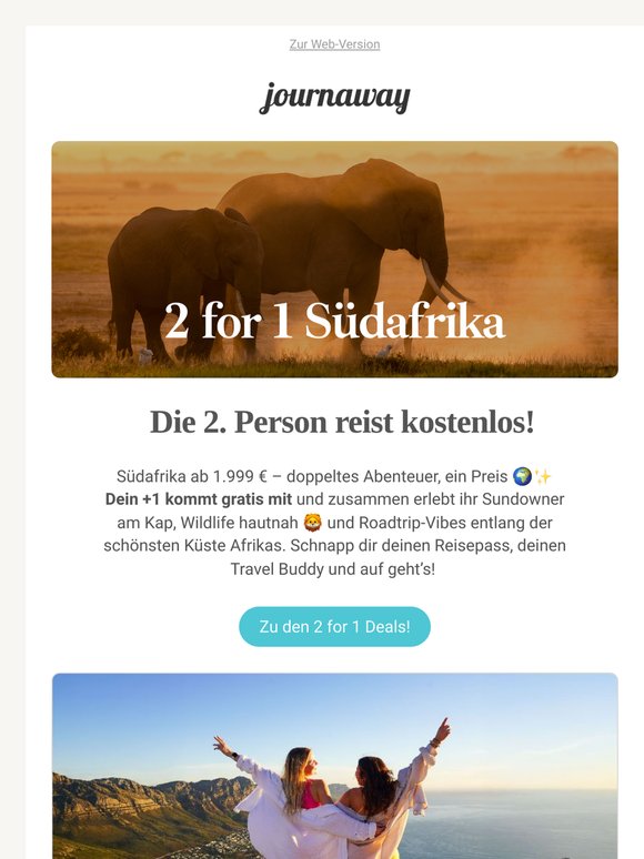 2 for 1 Südafrika – nimm deinen Travel Buddy kostenlos mit!