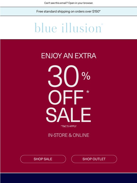 Extra 30% Off Sale & Outlet Continues
