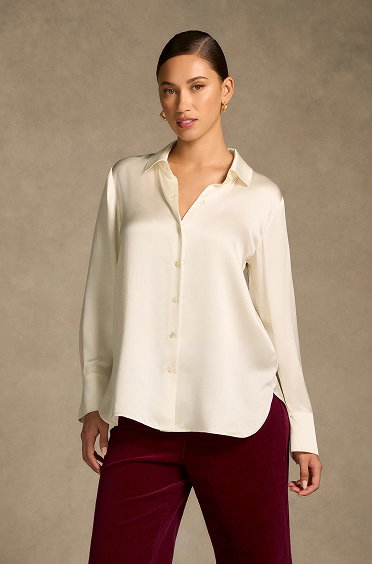 Shop The Stretch Silk Shirt - Cream