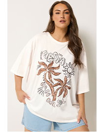 YOURS Curve White Embellished Oversized T-shirt