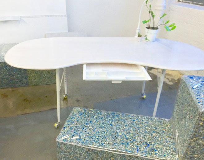 Oval table with drawer