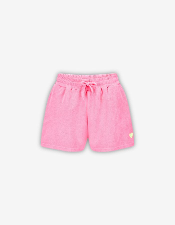 Frottee-Shorts mit Herz-Stickerei in Pink