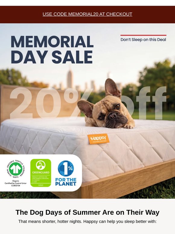 20% off sleep-cool comfort