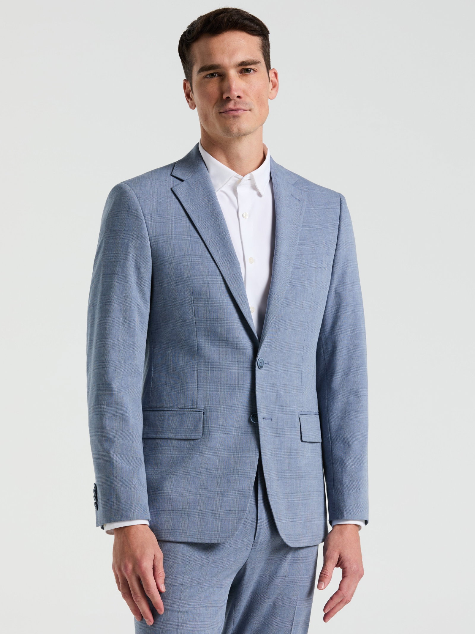 Image of Slim Fit Plaid Print Suit Jacket