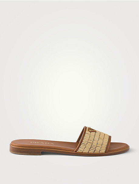 Leather And Crochet Slides