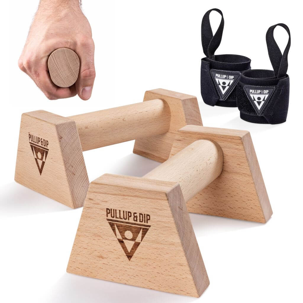 Image of Wooden Push-up Handles incl. Wrist Wraps