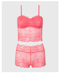 PJ Lush Lace Cami with Boyshort Set in Pink Lemonade