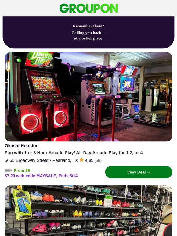 Fun with 1 or 3 Hour Arcade Play/ All-Day Arcade Play for 1,2, or 4 - Promo Code savings inside. Check it out.