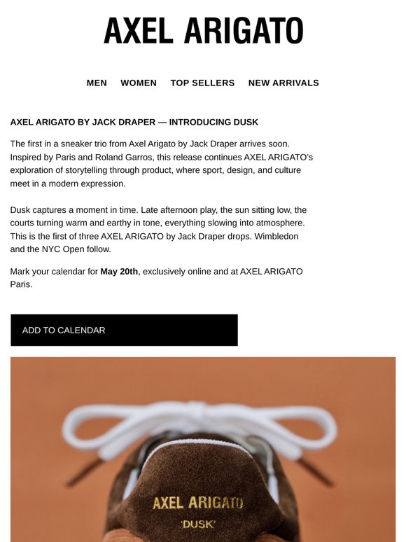 Coming soon: Axel Arigato by Jack Draper