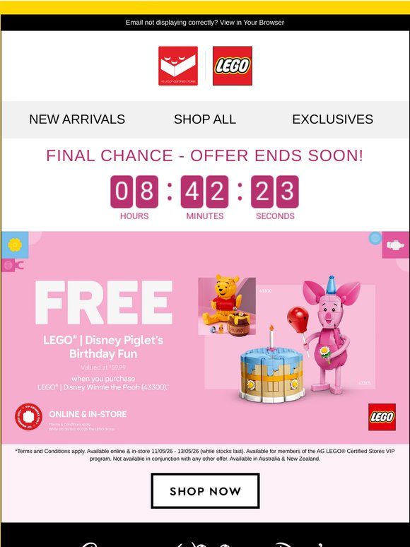 🌟 LAST CALL: FREE LEGO® Disney Piglet Offer Inside!