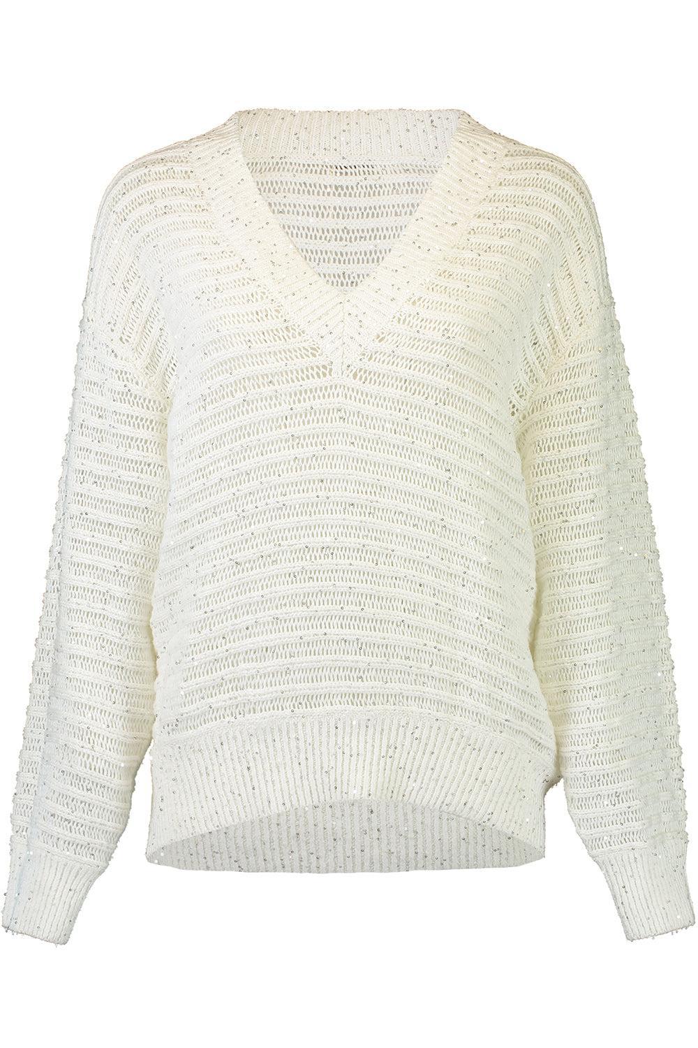 Image of open work embroidered sweater