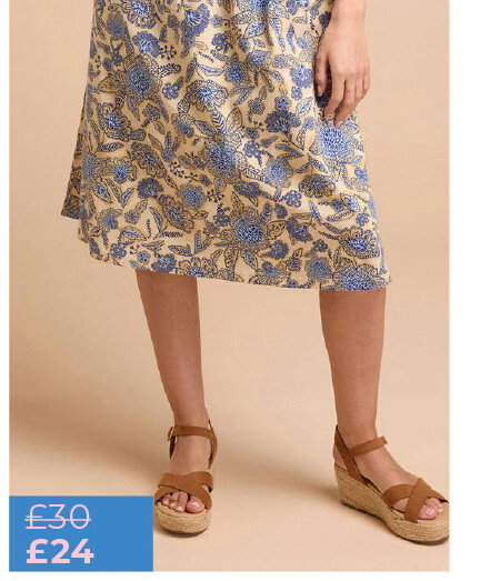 Pure Cotton Floral Print Jersey Midi Dress