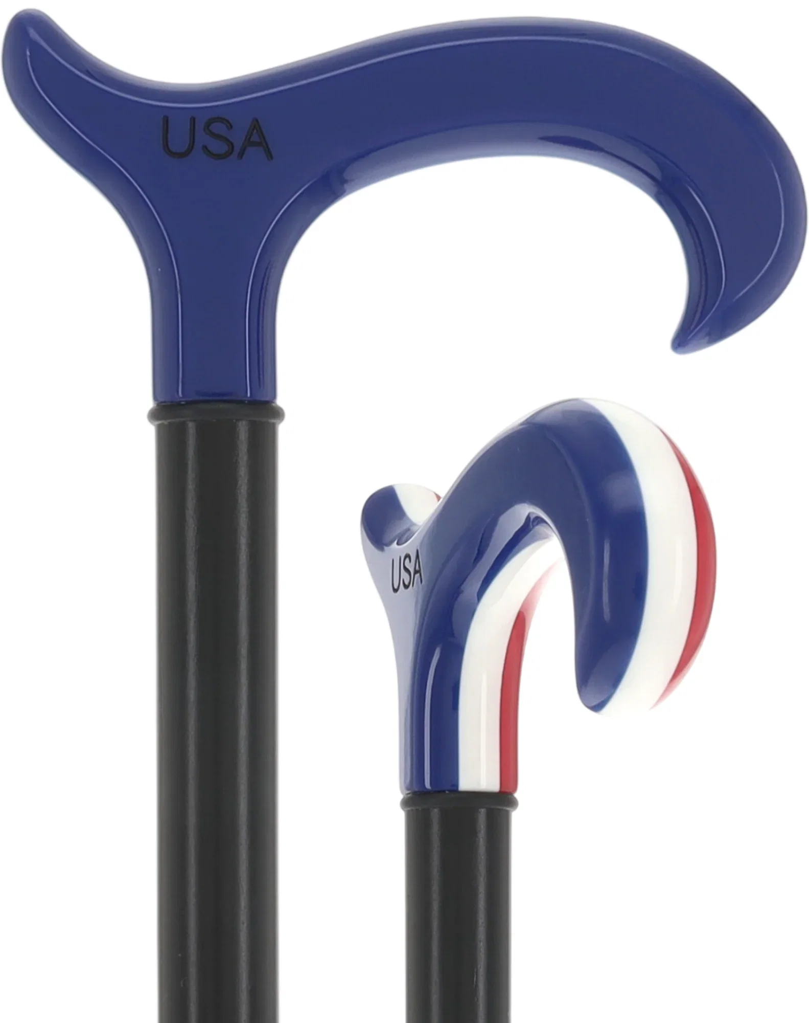 Image of The Freedom Stripe Derby Cane: Red/ White & Blue Acrylic, Beechwood