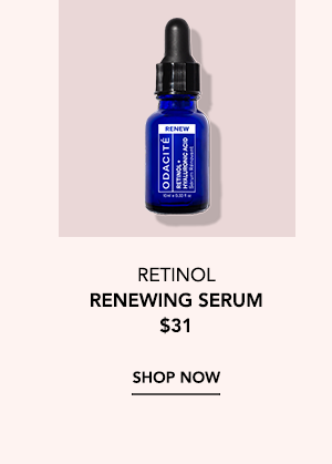 Odacité Retinol Renewing Serum Petite, a small blue dropper bottle