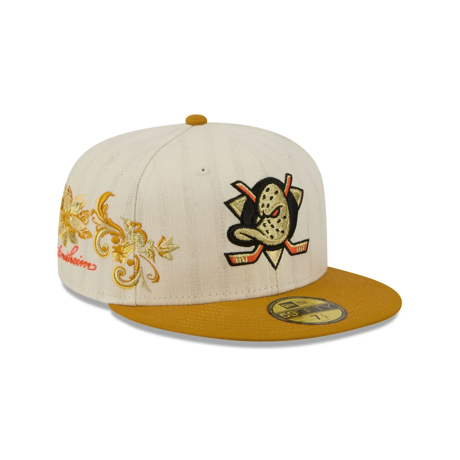 Image of Anaheim Ducks Chrome Herringbone 59FIFTY Fitted Hat