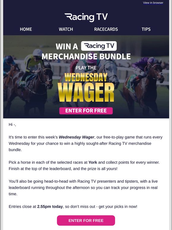 Enter the Wednesday Wager for free, —! 🏇