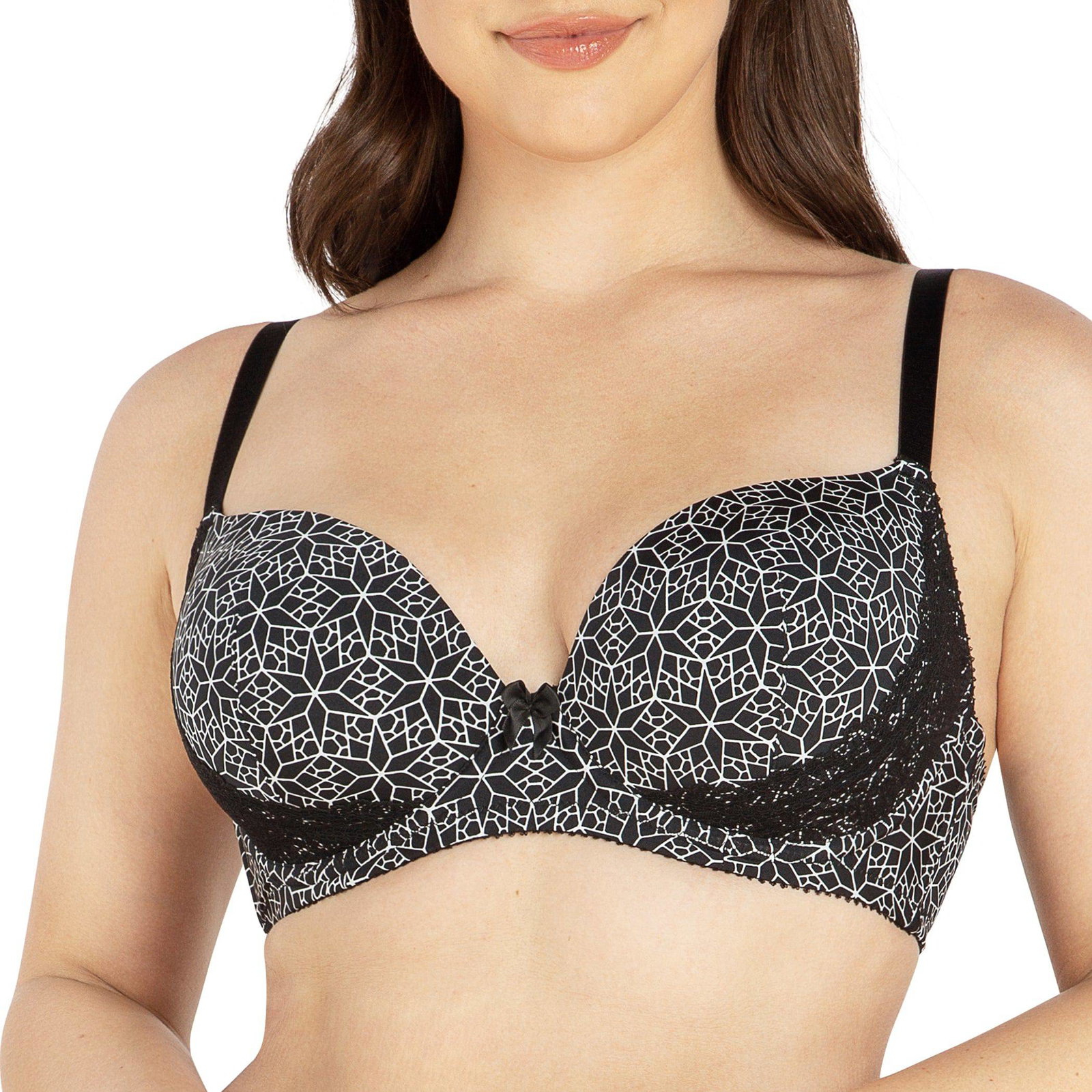 Image of Casey Full Bust Padded Plunge T-Shirt Bra - Mosaic Black